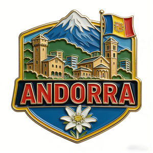 Imán de nevera de metal esmaltado con forma de flor nacional de Andorra, recuerdo de Andorra, diseño personalizado OEM, Narciso del Poeta de Andorra - Product Image 6