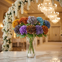 H-536 Hydrangea artificiel fait main à toucher réel avec 196 têtes de fleurs pour la décoration de mariage, de la maison, de Noël, de la remise des diplômes et du Nouvel An