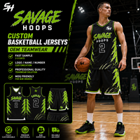Ensemble de maillots de basket-ball sur mesure, taille plus, noir et vert, sublimation, vêtements de basket-ball OEM pour les clubs, ensemble uniforme, 100% polyester