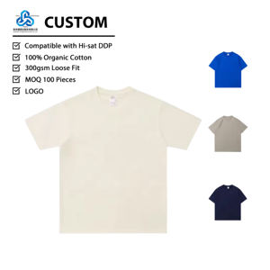 Camiseta con Logotipo Personalizado Bordado, Diseño Básico, Holgada, Manga Corta, Informal, de Algodón Jersey, Anti-Pilling, Transpirable - Product Image 1