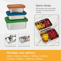 Wadah Makanan Stainless Steel Set Tutup Silikon Kotak Makan Siang Baja Anak Dewasa Wadah Camilan Logam Anti Bocor Kotak Bento Sandwich