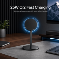 Support de chargeur sans fil rapide 25W en alliage d'aluminium, station de charge de bureau 2 en 1, support de téléphone pour smartphone et écouteurs TWS