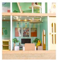 COMMIKI maison de poupée en bois Mini Villa jouet avec meubles lumières Simulation maison rôle jouet cadeau d'anniversaire pour enfants filles garçons