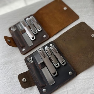 Boshiho Customized <b>Leather</b> Nail Clipper <b>Pouch</b> Slim <b>Pouch</b> Nail Clipper Pocket Short Nail Clipper Holder for Women - Product Image 2
