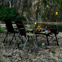 Nouvelle conception 2026 – Table de pique-nique pliable extra longue pour extérieur, en aluminium noir, pour barbecue IGT, table de camping réglable en hauteur