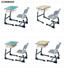 Grosir Murah Kelas tunggal pelajar meja sekolah dan kursi meja dan kursi set meja sekolah dasar furnitur sekolah