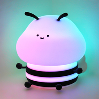 Lampe de nuit intelligente en silicone souple pour bébé, avec changement de couleur LED RGB, rechargeable, décoration de salon, décoration de la maison, abeille mignonne