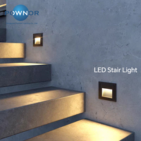 Lámpara LED de 3W, impermeable, de aluminio, redonda, para escaleras exteriores, pasillos, paredes y esquinas, 90 °   Lámpara de Escalera Negra