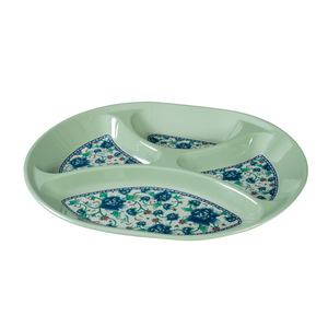 Plateaux de service en mélamine Xiang Yuan Mei avec compartiments, motif floral vert, pour hôtels et restaurants - Product Image 5