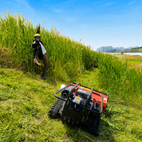 Tondeuse robot à fléaux télécommandée 800mm 1000mm pour herbe, mini débroussailleuse sur chenilles, modèle le plus vendu