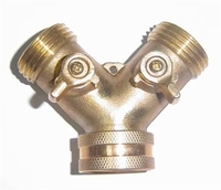 Adaptateur de tuyau d'arrosage extérieur en laiton robuste, répartiteur de jardin en Y à 2 voies avec raccords rapides, conception métallique durable