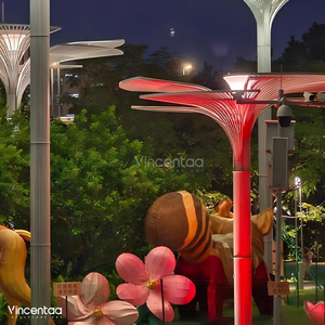 Современная скульптура Vincentaa под заказ, светодиодная скульптура, металлическая скульптура из листьев лотоса, большие наружные скульптуры - Product Image 4