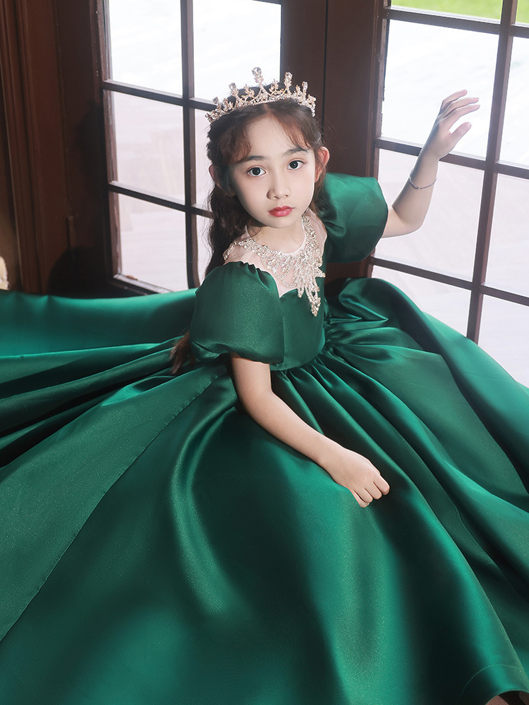 Luxury Dark Green Party Dress for Teenagers - Princess Beading