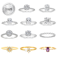 Bague de fiançailles Toposh en argent sterling 925 avec zircone cubique solitaire ronde et halo, taille ajustable