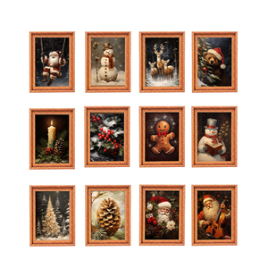 Custom Christmas Wooden <b>Frame</b> Fridge Magnet Set Santa Snowman Reindeer Art Holiday Kitchen Decoration Winter Home Ornament - Product Image 5