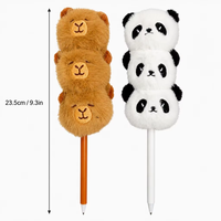 Stylo à bille en peluche Kawaii à 3 couches, motif dessin animé Panda Capybara, stylo d'écriture en peluche douce pour étudiants