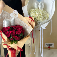 Papier d'emballage en dentelle rose, papier d'emballage pour fleurs fraîches, matériau d'emballage floral de style coréen délicat
