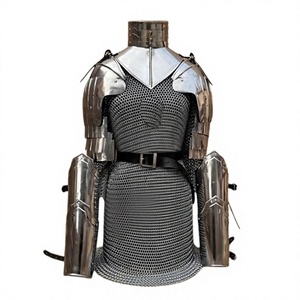 Épaules médiévales et Gorget paire de Pauldrons armure Cosplay fantaisie chevalier dame armure cotte de mailles capuche bras garde armure Costume - Product Image 1