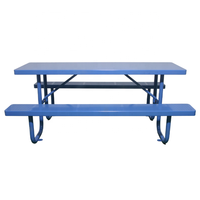 Table de pique-nique en métal pour l'extérieur, mobilier de jardin, table à manger en acier, portable, 72 "96", pour l'extérieur, aire de jeux, patio, café