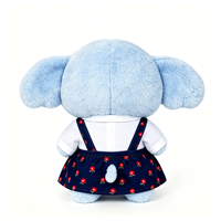 Peluche d'éléphant moelleuse avec chemise blanche douce, nœud papillon jaune assorti et jupe bleu foncé – Adorable peluche d'éléphant en peluche