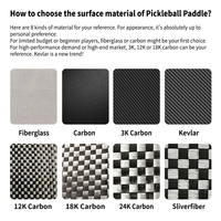 Raquette de pickleball Caston OEM pour Pro V, 14 mm/16 mm, surface texturée en fibre de carbone, certifiée USAPA UPA-A, contrôle professionnel