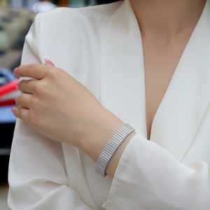 Zanlong 13570 di alta qualità <span class=keywords><strong>925</strong></span> Trendy argento Sterling bracciale Tennis per le donne 2mm Iced Moissanite 5 file gioielli eleganti - Product Image 3