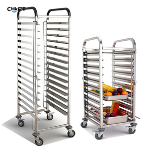 Chariot utilitaire de boulangerie CFT personnalisé, 12-32 plateaux, en acier inoxydable, certifié NSF, robuste, avec roulettes, 60x40cm - Product Image 3