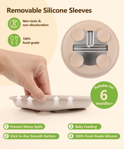 Piatto in Acciaio Inox 304 da 8 Pollici per Bambini, Adatto al Microonde, <span class=keywords><strong>con</strong></span> Base in Silicone e <span class=keywords><strong>Ventosa</strong></span> - Product Image 5