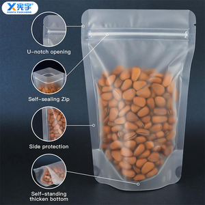 Sachet refermable transparent givré <span class=keywords><strong>de</strong></span> qualité alimentaire, à fond plat, scellé sur trois côtés, résistant à l'humidité, <span class=keywords><strong>pour</strong></span> bonbons, noix et snacks - Product Image 4
