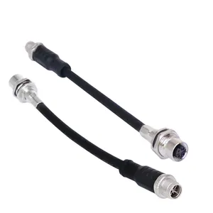 Conector hembra de código X de 4 pines M12 a conector de código D Conector circular de montaje de cable impermeable IP68 M12