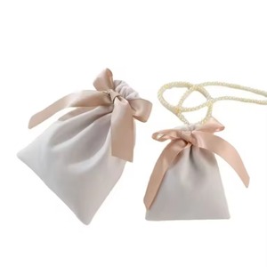 Wholesale Thickened Plush Fabric Bag Bundle Pocket Ring Earrings Necklace Jewelry Bag Jewelry Ribbon Custom Print Logo - Product Image 5