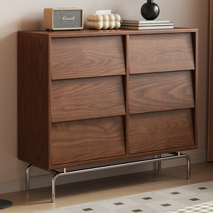 Solid Wood Six Drawer <b>Chest</b> With Metal Legs Bedroom <b>Storage</b> Cabinet Dresser - Product Image 4