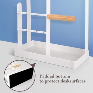 Espositore per Gioielli a 4 Livelli in Metallo Bianco, Porta Collane con 10 Ganci e Vassoio per Anelli per Negozi e Boutique - Product Image 4