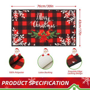 Alfombrilla de entrada lavable de perfil bajo antideslizante a cuadros de búfalo rojo, alfombrilla de puerta de <span class=keywords><strong>Navidad</strong></span> para puerta delantera y trasera interior - Product Image 2