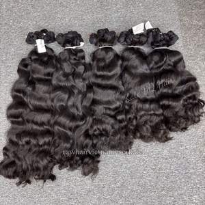 Super Venta Paquete de ondas naturales Cabello crudo de un solo donante de la mejor calidad Ondulado con cutícula alineada para extensiones de cabello humano - Product Image 5