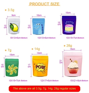 Sacs refermables en Mylar plastique de qualité alimentaire, jetables, 3,5g, 7g, 14g, 28g, découpés à la forme, holographiques UV, pour herbes, fleurs, bonbons, chewing-gums, <span class=keywords><strong>lait</strong></span> - Product Image 4