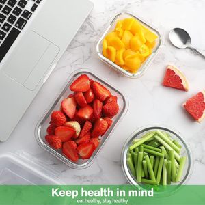 Lock Lid High Borosilicate Glass Food Container <b>Set</b> with Oven and Microwavable Features Back to School Ready - Product Image 6