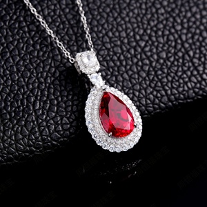 925 Silver Cultivated <b>Ruby</b> <b>Necklace</b> Laboratory-Made Luxury Jewelry High-End Elegant Classic Style Banquets and Ceremonies H - Product Image 4