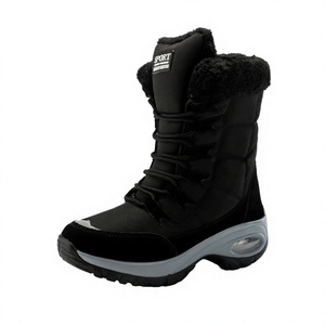 Bottes de neige montantes imperméables avec doublure en maille épaisse, tige en toile, coussin d'air et talon surélevé pour la randonnée et le trekking - Product Image 2