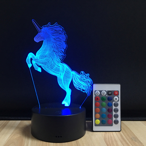 Động Vật Kawaii <span class=keywords><strong>Unicorn</strong></span> 3D Đèn LED Đèn Ngủ USB Đèn Nhiều Màu Ảo Ảnh Acrylic Mới Lạ Giáng Sinh Chiếu Sáng - Product Image 3