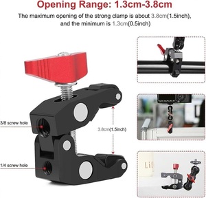 Pinza <span class=keywords><strong>de</strong></span> Sujeción Crab Pliers Super Clamp con Rosca <span class=keywords><strong>de</strong></span> 1/4 y 3/8 para Cámara DSLR, Monitor LCD, Luz <span class=keywords><strong>de</strong></span> Estudio, Brazo Mágico, Accesorio <span class=keywords><strong>de</strong></span> Estudio Fotográfico - Product Image 6