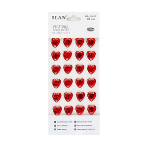 Adesivi a Forma di Cuore con Strass Ilan Rossi 18 mm 24 Pezzi Decorazioni per Nail Art - Product Image 2