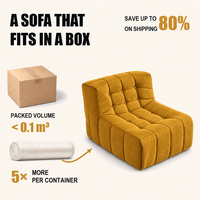 Canapé pouf moderne en chenille moutarde, capitonné et moelleux, sans cadre, une place, pour appartement