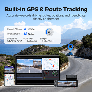 Vente en gros <span class=keywords><strong>AZDOME</strong></span> M360 4K GPS 5.8G Wifi ADAS 24H Mode de stationnement WDR G-Sensor GPS Dash Cam 2ch double objectif détection AI voiture boîte noire - Product Image 4