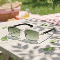 LBAshades 5603 Lunettes de soleil rectangulaires classiques, monture en métal, or noir, lunettes vintage, UV400, lunettes carrées étroites pour hommes et femmes