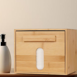 Boîte de <span class=keywords><strong>rangement</strong></span> en bambou personnalisée pour serviettes de visage jetables, distributeur de mouchoirs en bois avec façade coulissante - Product Image 4