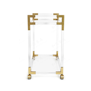 होटल फर्नीचर ग्लास शीर्ष ट्राली पीतल सेवारत गाड़ी स्वर्ण धातु फ्रेम एक्रिलिक होटल के लिए सेवारत ट्राली - Product Image 4