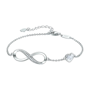 Custom logo <b>Infinity</b> Heart Symbol Charm Link <b>Bracelet</b> for Women Sterling Silver Stainless Steel Adjustable Mother's Day Gift - Product Image 1