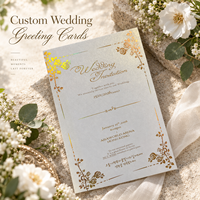 Cartes personnalisées avec image en relief 3D pour invitation de mariage, message de remerciement, menu et cartes de table avec estampage à chaud doré