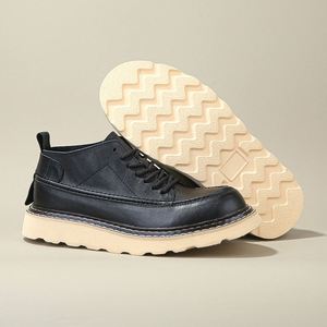 Premium Cowhide Men's Boots Workwear Style Casual&Trendy <b>Height</b> <b>Increasing</b> Non-Slip Wear-Resistant Thick-Soled Men's <b>Shoes</b> - Product Image 3